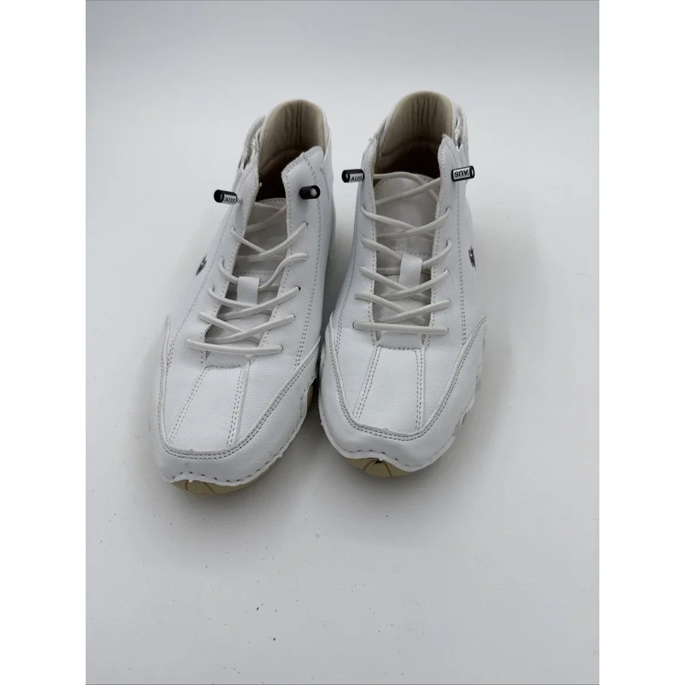 LDeck Hiking Shoes White Leather Waterproof Chukka Boots Outdoor Sz 38 Men 6.5